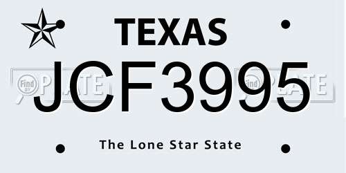 JCF3995 Texas License Plate