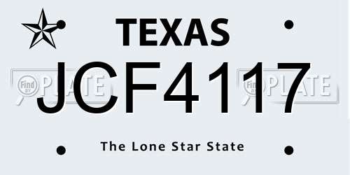 JCF4117 Texas License Plate