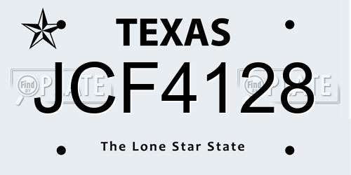 JCF4128 Texas License Plate