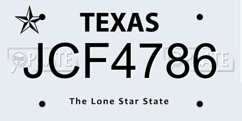 JCF4786 Texas License Plate
