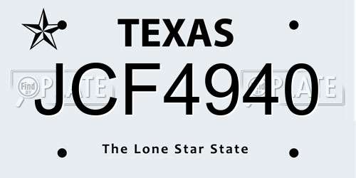 JCF4940 Texas License Plate