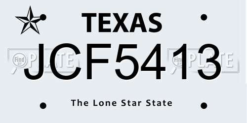 JCF5413 Texas License Plate