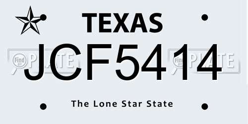 JCF5414 Texas License Plate