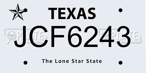 JCF6243 Texas License Plate