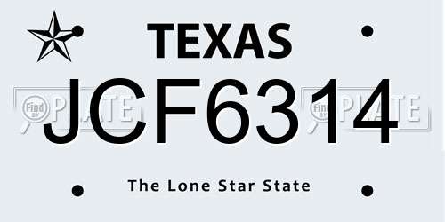 JCF6314 Texas License Plate