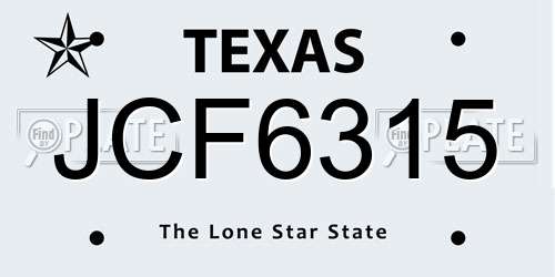 JCF6315 Texas License Plate
