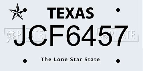 JCF6457 Texas License Plate