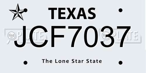 JCF7037 Texas License Plate