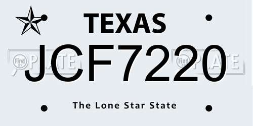 JCF7220 Texas License Plate