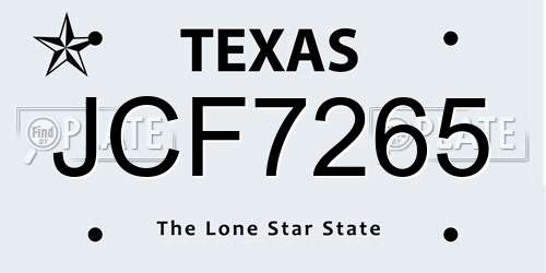 JCF7265 Texas License Plate