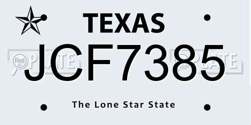 JCF7385 Texas License Plate