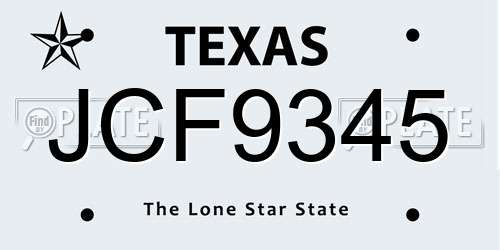 JCF9345 Texas License Plate