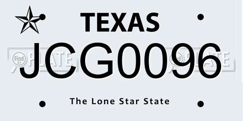 JCG0096 Texas License Plate