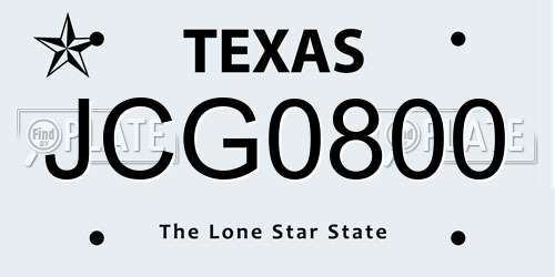 JCG0800 Texas License Plate