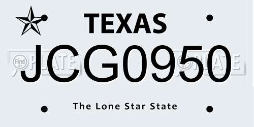 JCG0950 Texas License Plate