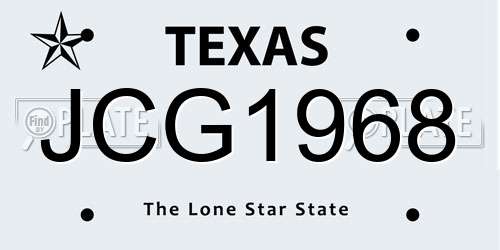 JCG1968 Texas License Plate