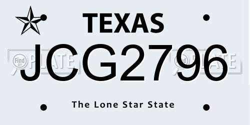 JCG2796 Texas License Plate