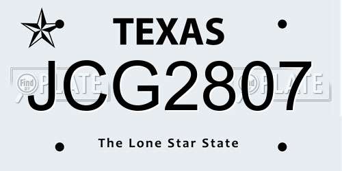 JCG2807 Texas License Plate