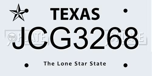 JCG3268 Texas License Plate