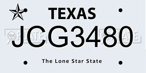 JCG3480 Texas License Plate