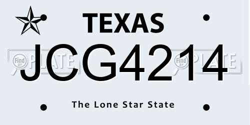 JCG4214 Texas License Plate