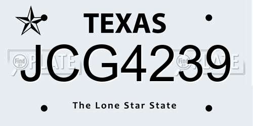 JCG4239 Texas License Plate