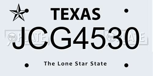 JCG4530 Texas License Plate