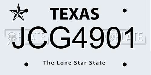 JCG4901 Texas License Plate
