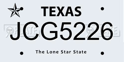 JCG5226 Texas License Plate