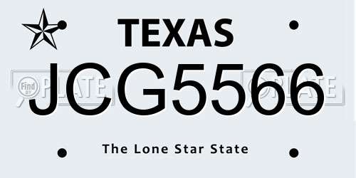 JCG5566 Texas License Plate