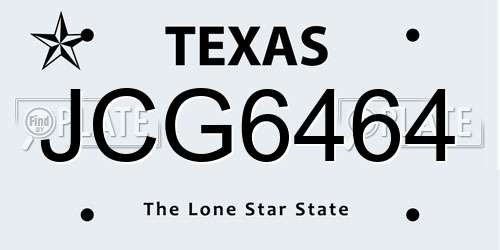 JCG6464 Texas License Plate