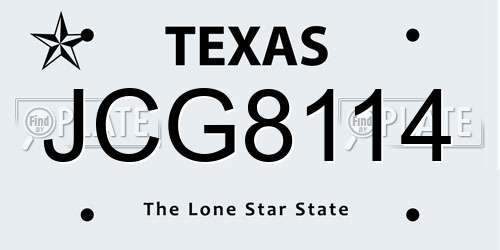 JCG8114 Texas License Plate