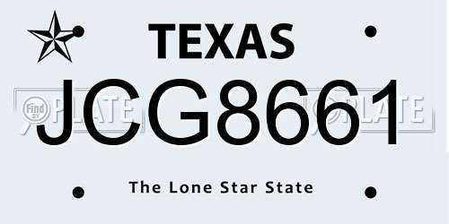JCG8661 Texas License Plate