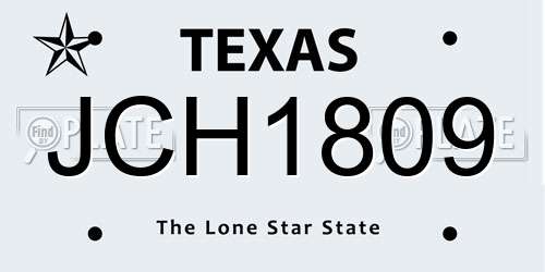 JCH1809 Texas License Plate