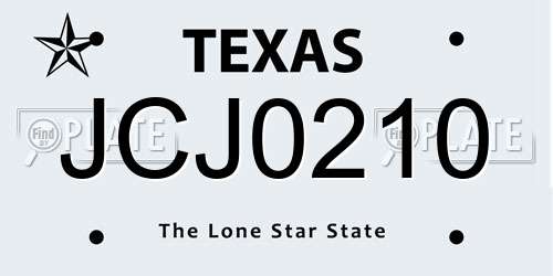 JCJ0210 Texas License Plate