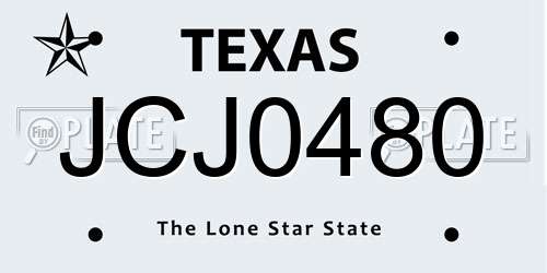 JCJ0480 Texas License Plate