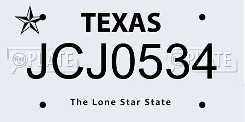JCJ0534 Texas License Plate