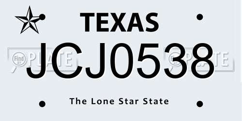 JCJ0538 Texas License Plate