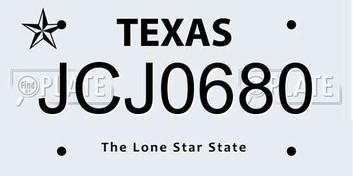 JCJ0680 Texas License Plate