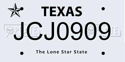 JCJ0909 Texas License Plate