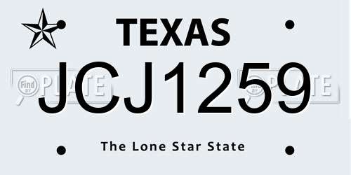 JCJ1259 Texas License Plate