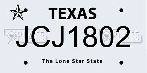 JCJ1802 Texas License Plate