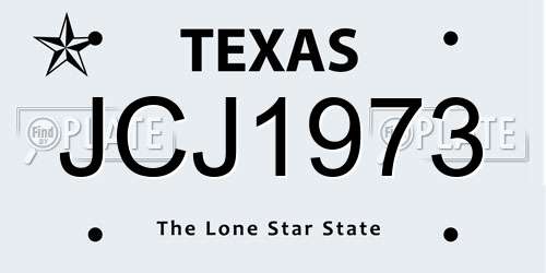 JCJ1973 Texas License Plate