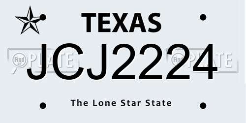 JCJ2224 Texas License Plate