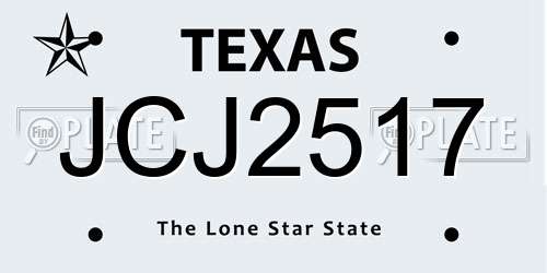 JCJ2517 Texas License Plate