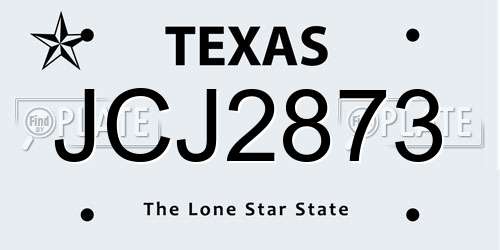 JCJ2873 Texas License Plate