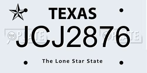 JCJ2876 Texas License Plate