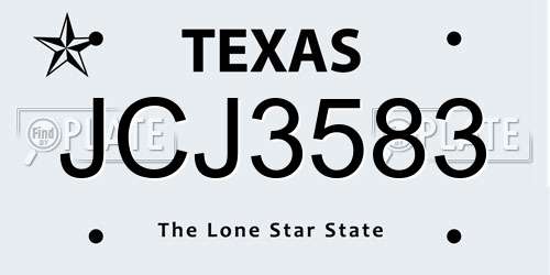 JCJ3583 Texas License Plate