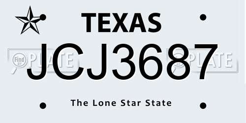 JCJ3687 Texas License Plate