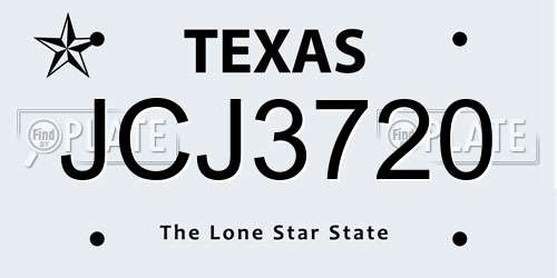 JCJ3720 Texas License Plate